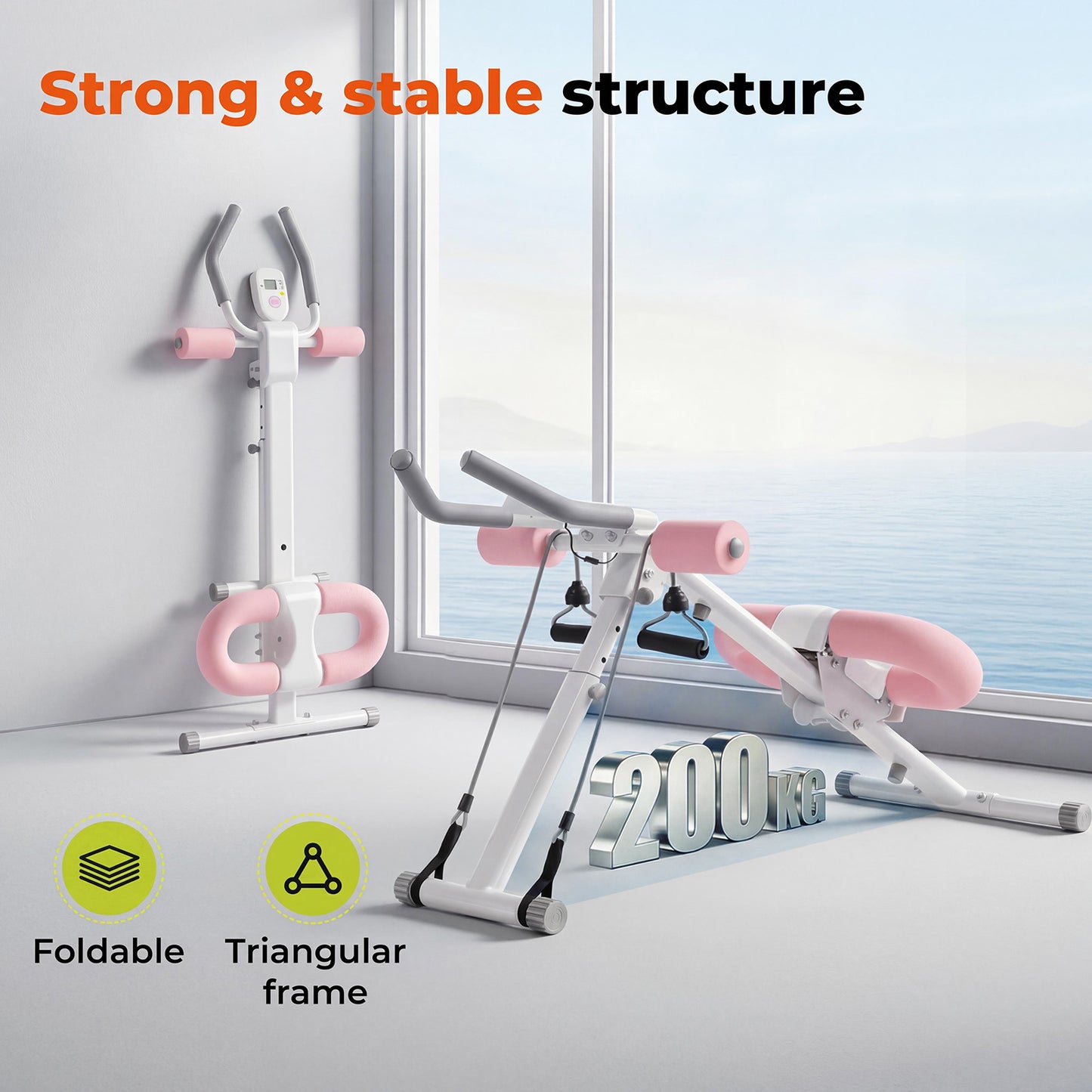 Centra Adjustable AB Machine Foldable Abdominal Trainer Home Workout LED Monitor