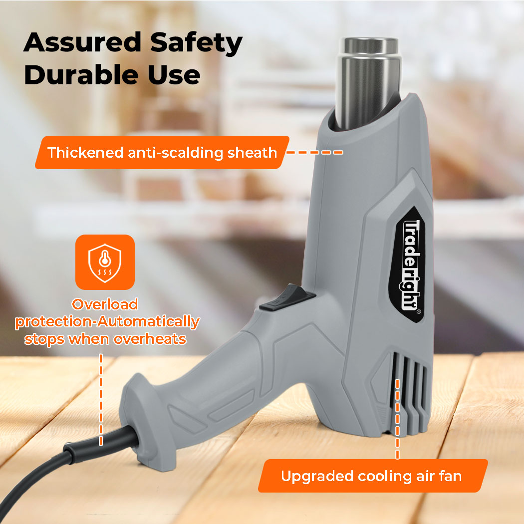Traderight 2000W Heat Gun Hot Air Blower 2 Temperature Paint Remover  4 Nozzles