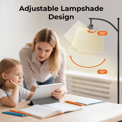 Emitto Floor Lamp Corner Reading Light 3 Colour Dimming Adjustable Linen Shade
