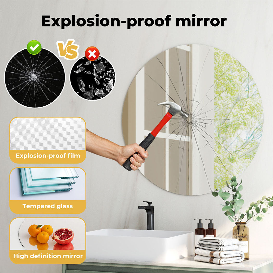 Levede 40cm Round Wall Mirror Frameless Tempered Glass Explosion-Proof Decor