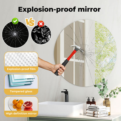 Levede 40cm Round Wall Mirror Frameless Tempered Glass Explosion-Proof Decor