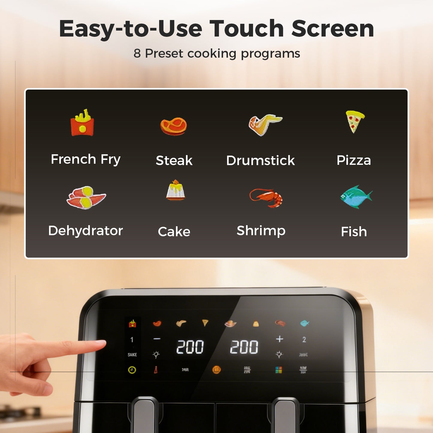 Spector 12L Dual Zone Air Fryer 2600W Oil Free Oven Cooker Touch Control Black