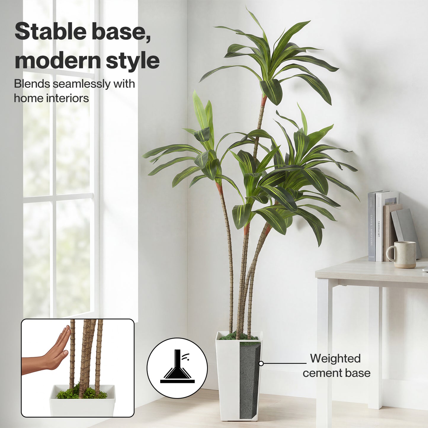 Levede Artificial Dracaena Tree 182cm Realistic Fake Plant with Pot Home Decor