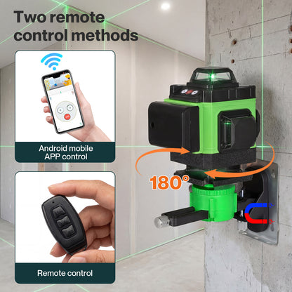 Traderight 16 Line Laser Level 4D Green Cross Line Self Leveling Rotary Measure