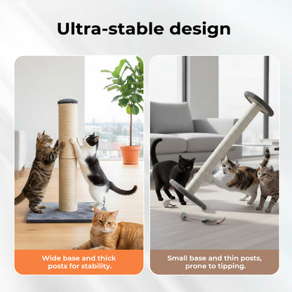 Skylos Tall Cat Scratching Post Natural Sisal Pole Heavey Duty Base with Ball