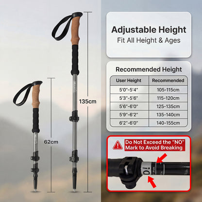 Mountview Trekking Poles Lightweight Walking Poles Hiking Sticks with Cork Grips