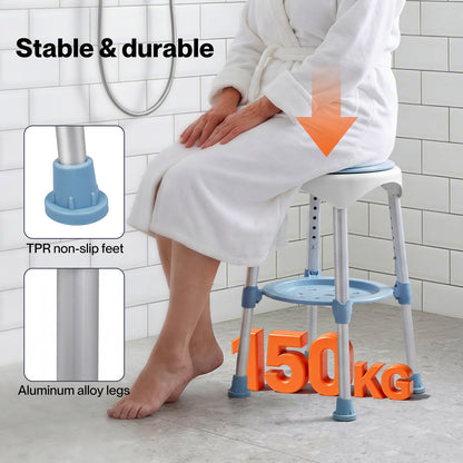 Levede Shower Chair Swivel 6-Level Adjustable Height Shower Bath Stool Seat