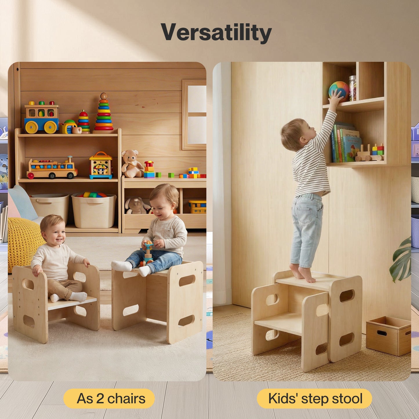 Levede Kids Table And Chair Sets 3-in-1 Adjustable Baby Safe Plywood Light Brown