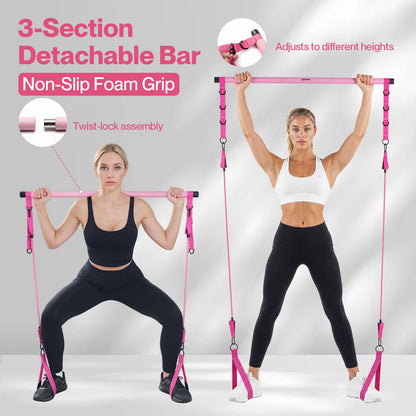 Centra Resistance Bands Pilates Kit Equipment 70LB Adjustable for Home Pink