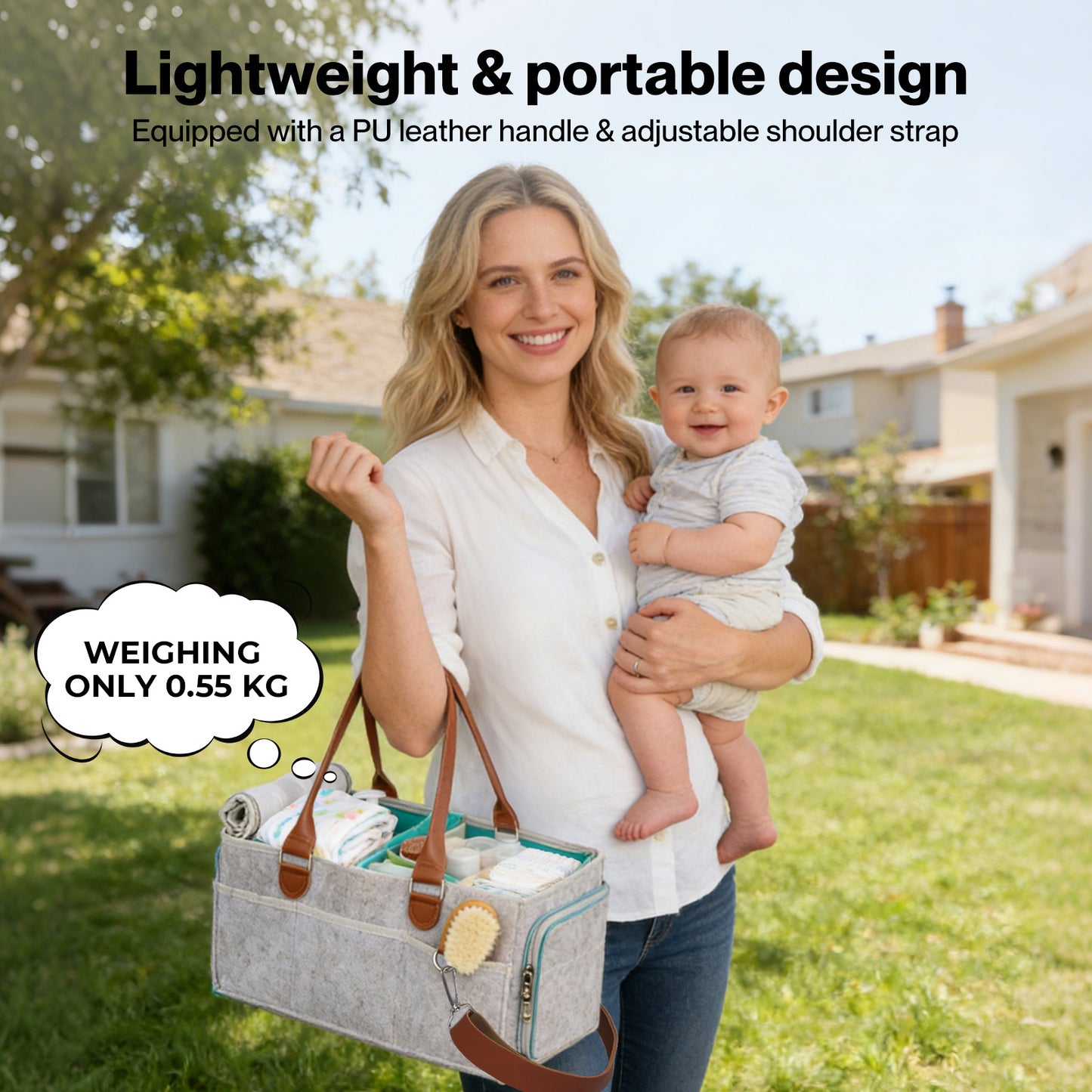 Dekko Nappy Caddy Organiser Baby Diaper Storage Bag With Shoulder Strap Portable