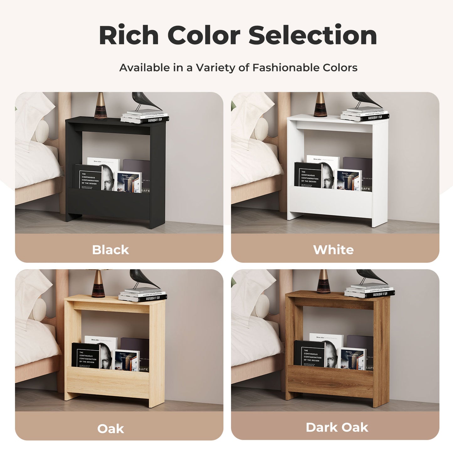 Levede Narrow Side Table Slim End Table Sofa Accent Table Magazine Storage Shelf