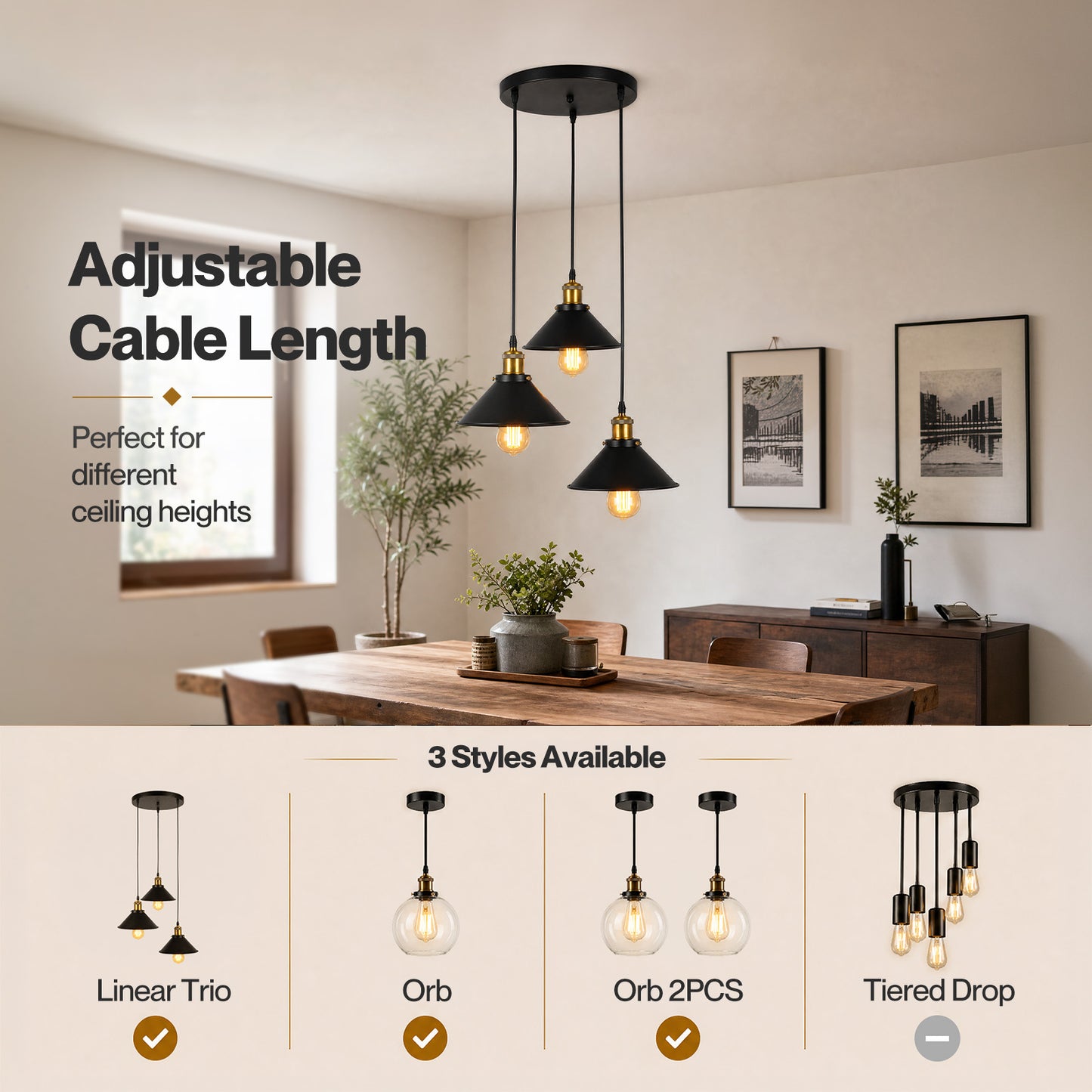 Emitto Pendant Light Modern Hanging Lamp Vintage Industrial E27 Ceiling Light