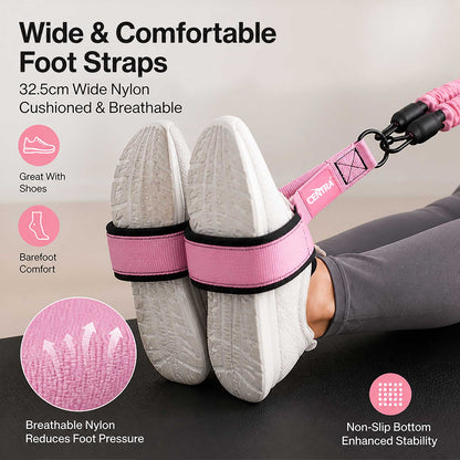 Centra Resistance Bands Set Foot Pedal 3 Tube Adjustable for Home Workout Pink