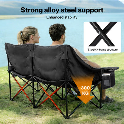 Levede Double Camping Chair 2 Seater Folding Outdoor Loveseat Garden Sofa Seat
