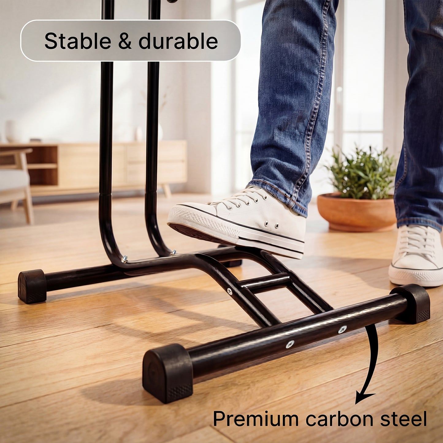 MONVELO Bike Rack Floor Stand Bicycle Parking Freestanding Storage Outdoor Black