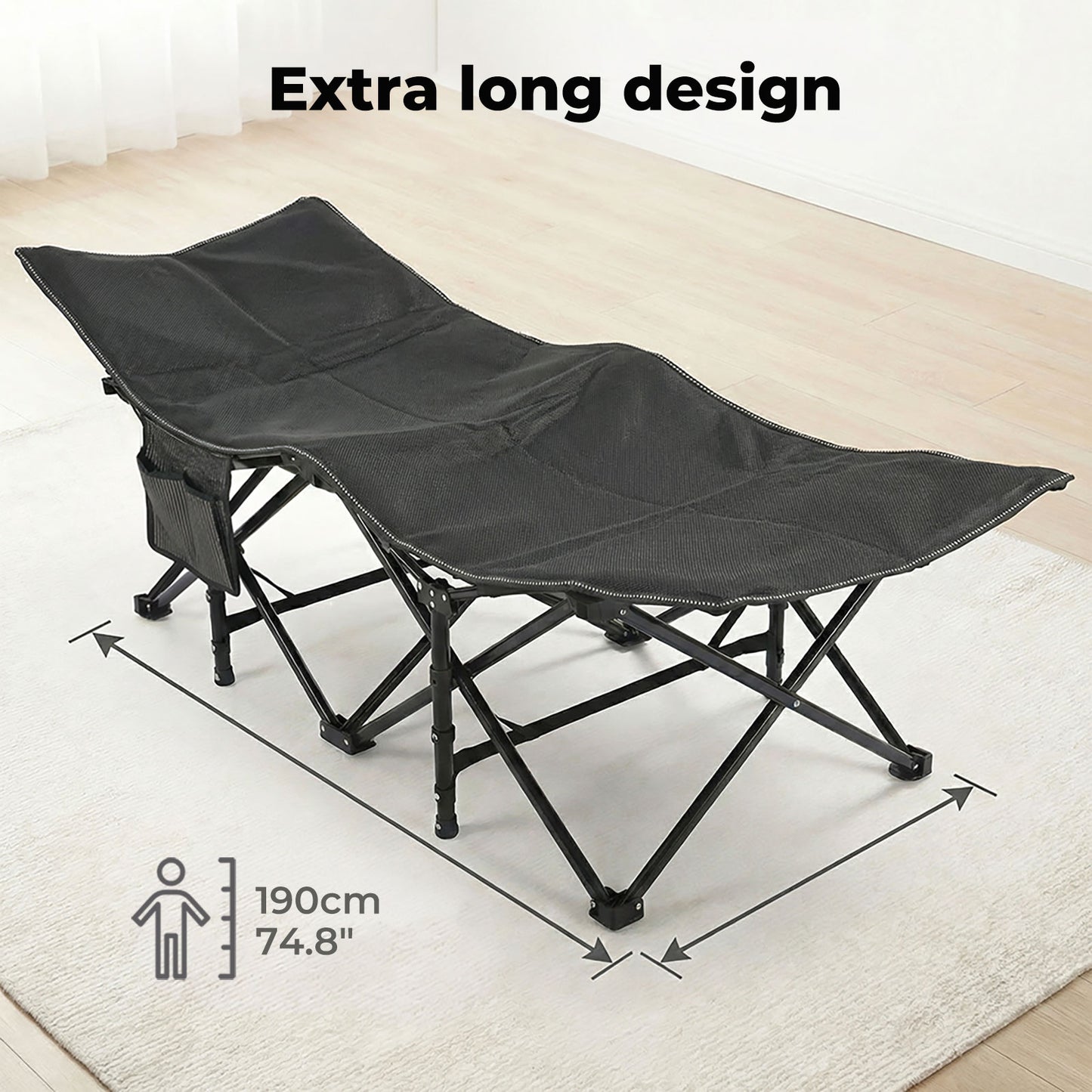 Levede Camping Cot Heavy Duty Travel Folding Camping Bed with Mattress Portable