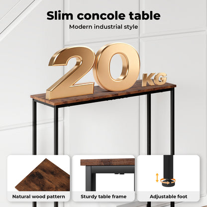 Narrow Console Table Slim Entryway Hallway Sofa Table Display Shelf Wood Steel
