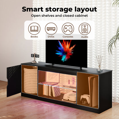 Levede TV Cabinet  with LED Lights Entertainment Unit Cupboard Storage 145cm MFC