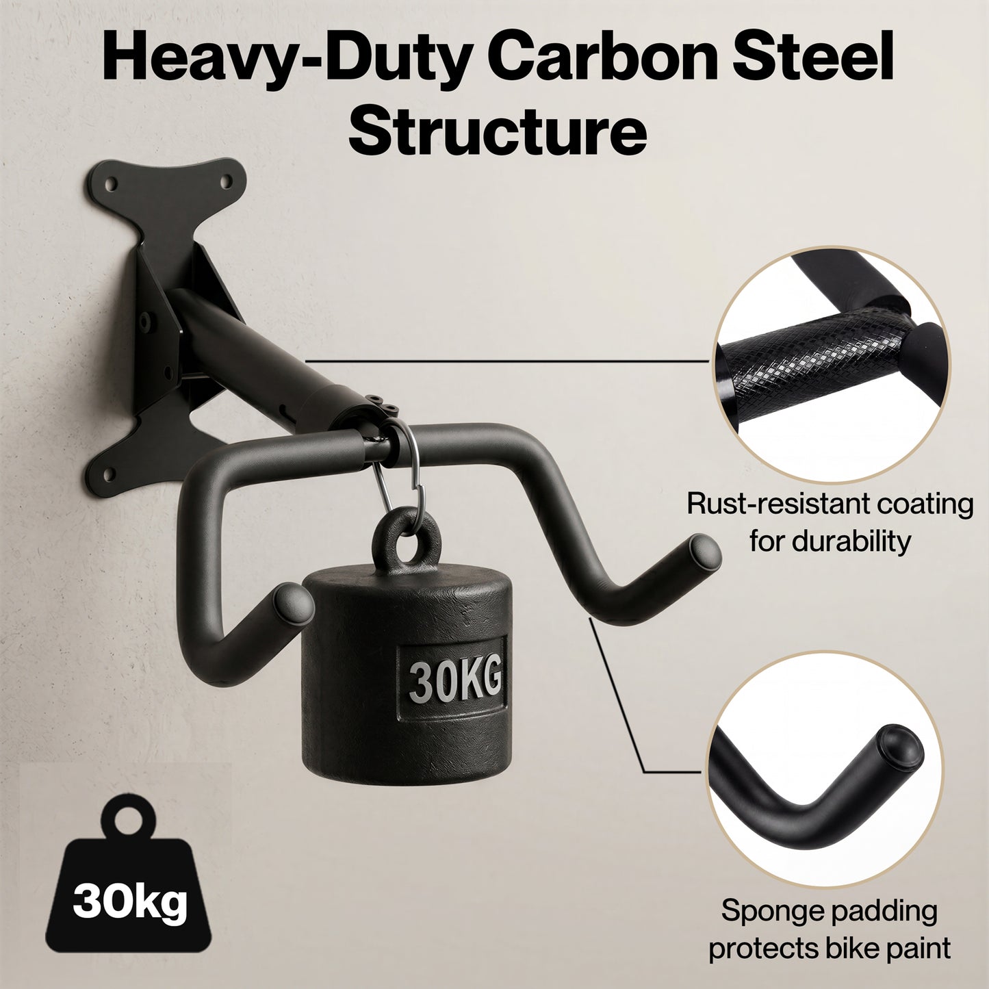 MONVELO Bike Wall Mount Rack Foldable Bicycle Storage Hanger Holder Adjustable