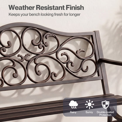 Levede Garden Bench Outdoor Bench 300kg Metal Floral Pattern Bronze