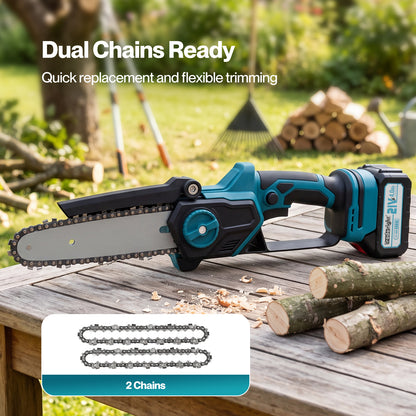 Traderight Mini Chainsaw Pole Saw Brushless 700W 2.49m Adjustable Head Blue