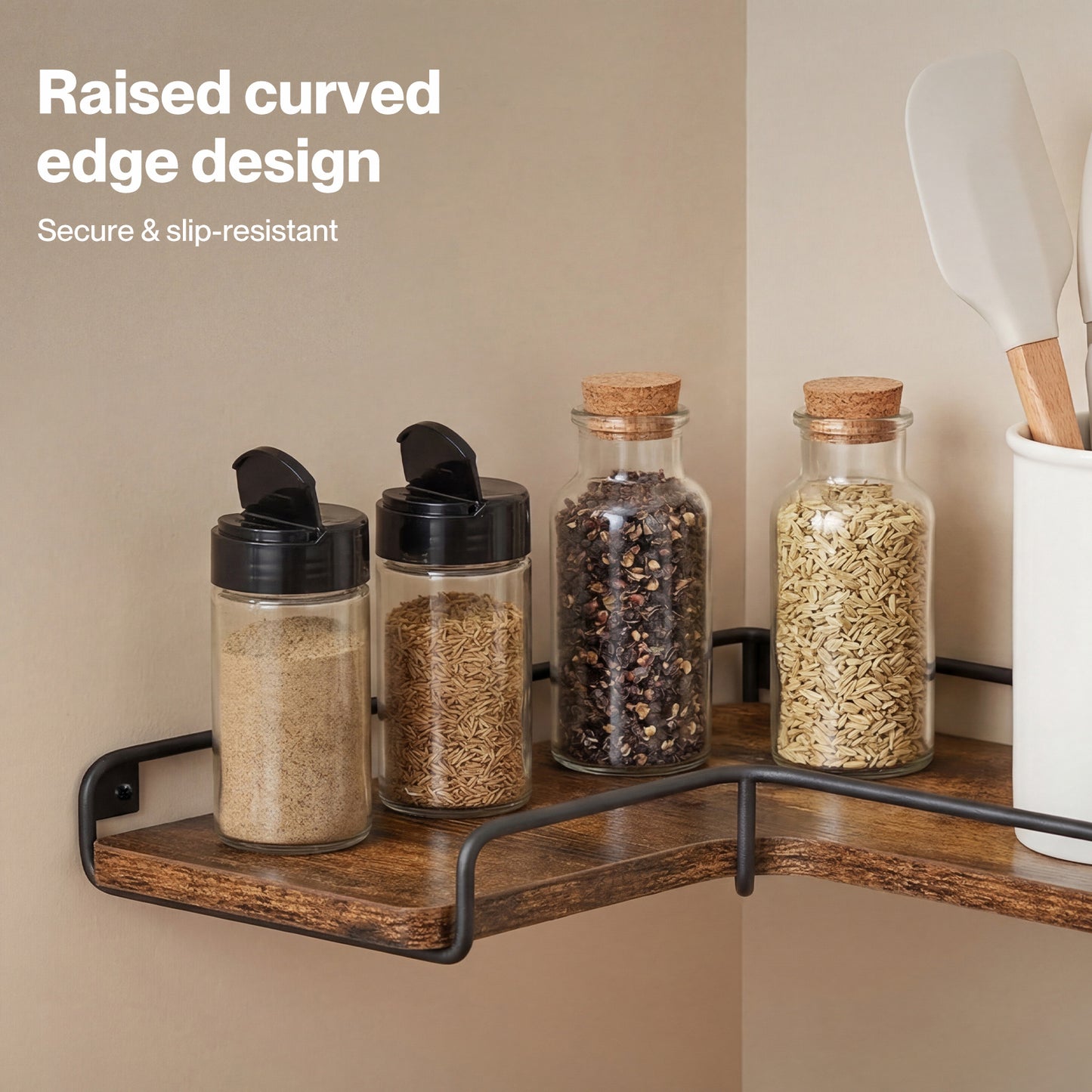 Levede Rustic Floating Shelves Set 2PC Kitchen Corner Wall Shelf Unit Storage