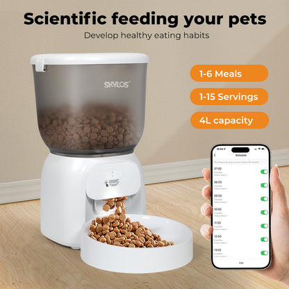 Skylos 4L Automatic Pet Feeder Wifi Auto Smart Dog Cat Food Dispenser Timer Feed