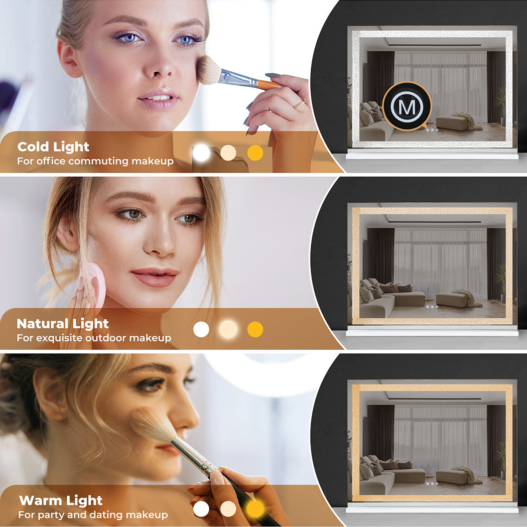 Emitto Tabletop Touch Crystal Vanity Mirror Makeup USB LED 80x62cm Large
