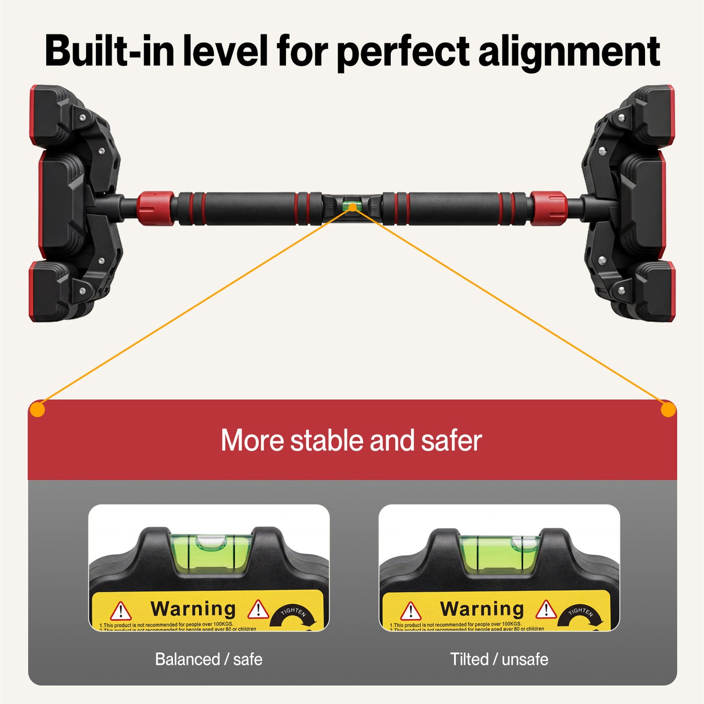 Centra Pull Up Bar Doorway No Screw Lever Adjustable Length Heavy Duty 200kg