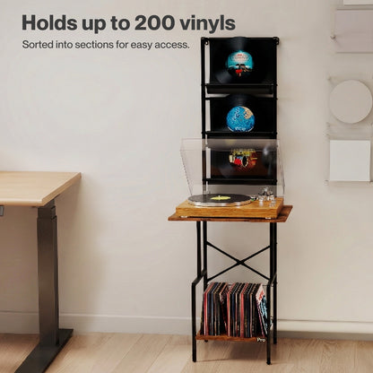 Levede Record Stand Player Display Storage Shelf Cabinet 2 Shelves 3 Racks