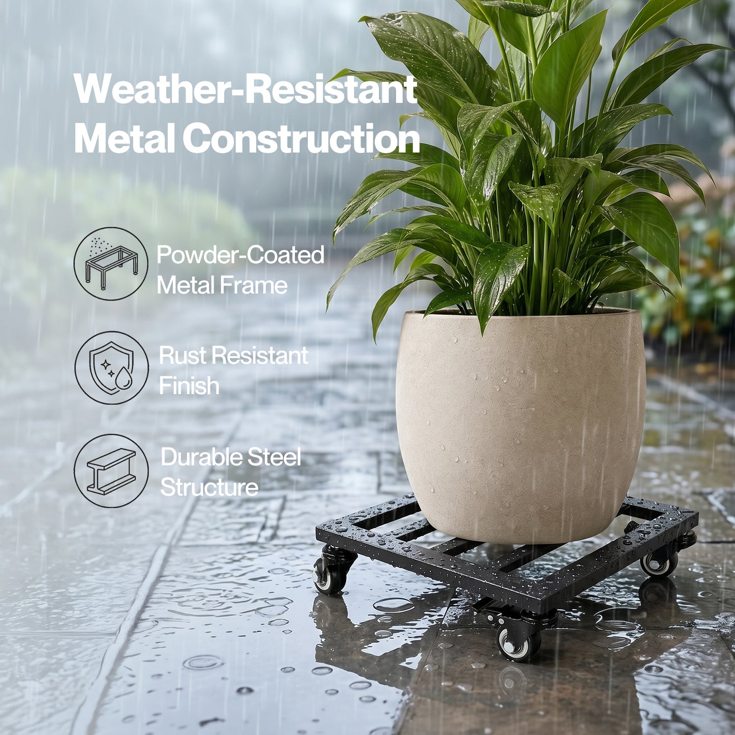 Toque Plant Caddy with Wheels Heavy Duty Rolling Plant Stand Trolley 2PCS