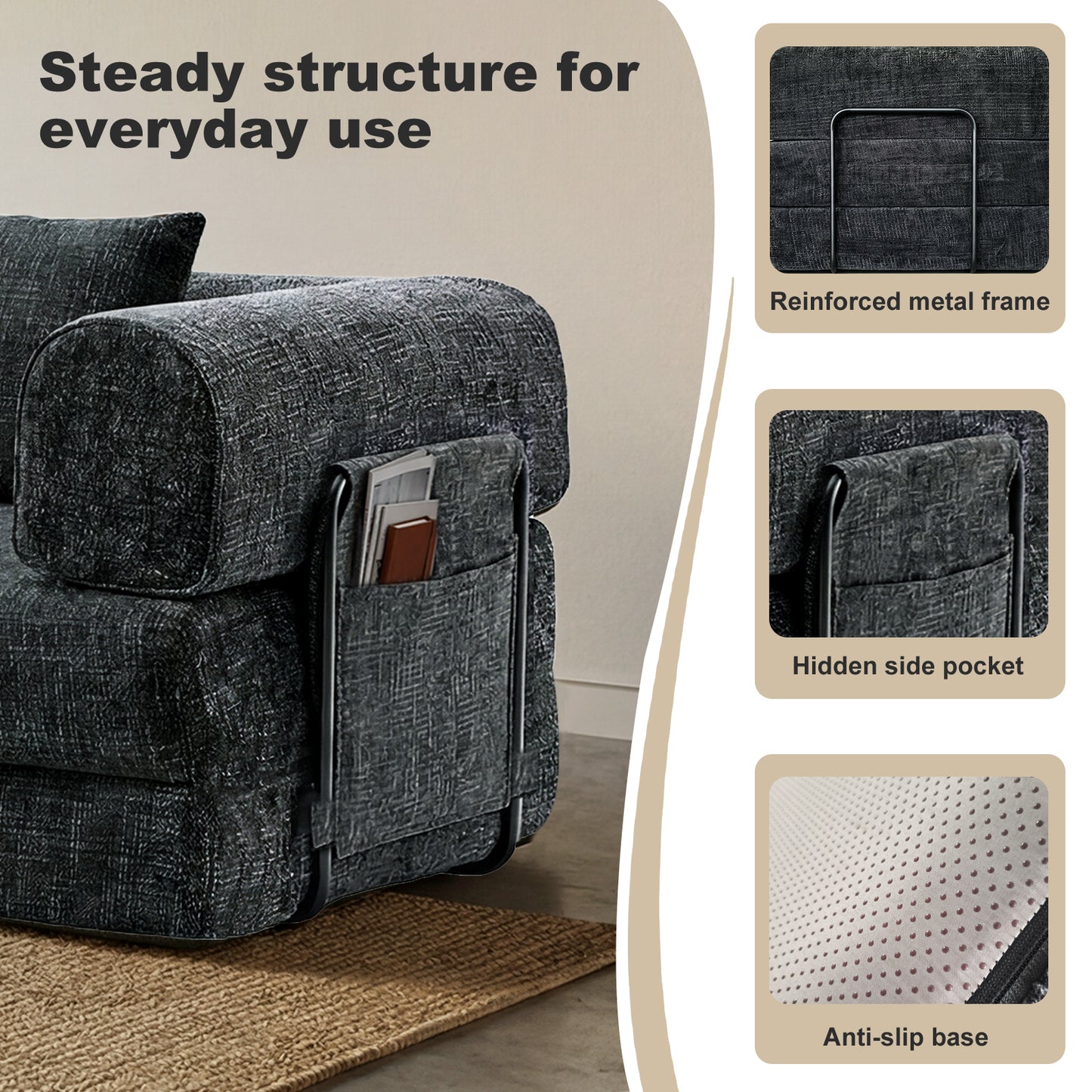 Levede Convertible Sofa Bed Sleeper 2 3 Seater Folding Floor Couch Small Space