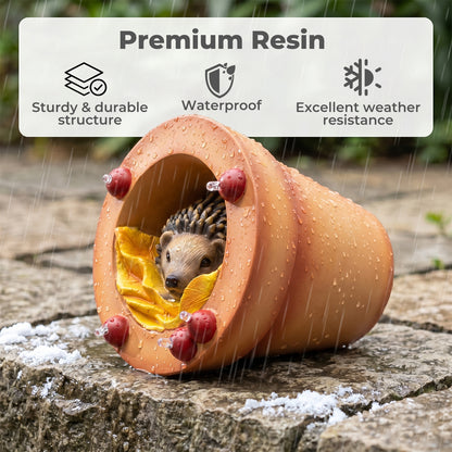 Emitto Garden Ornaments Solar Hedgehog Statue LED Outdoor Decor Patio Brown