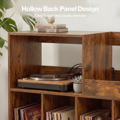 Levede Record Player Stand 300+ Album Storage Turntable Cabinet Rubber Wood Antique Brown