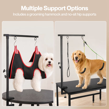 Skylos Dog Grooming Table Arm Adjustable 270° Steel Clamp Hammock for Home Black