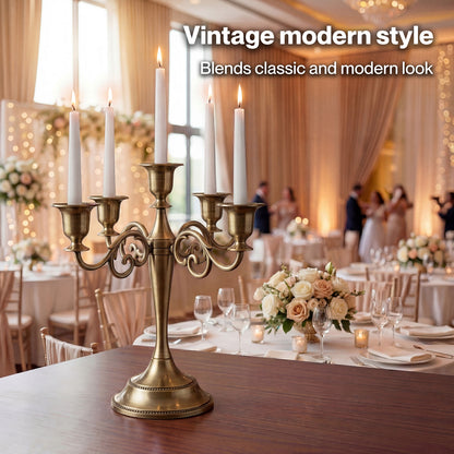 Levede Candle Holder 5 Arm Metal Candelabra Bronze Candlestick Stand Centerpiece