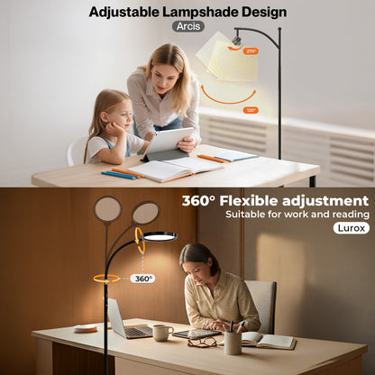 Emitto LED Floor Lamp Morden Dimmable Adjustable Reading Light Remote with Bulb