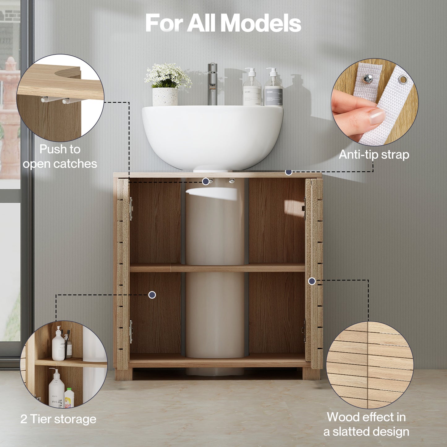 Levede Bathroom Under Sink Cabinet Basin Storage Cupboard 2 Door Vanity Unit