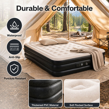Lavio King Size Air Mattress Built in Pump High Raised Inflatable Bed Waterproof