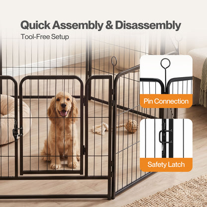 Skylos Dog Pen 8 Panel Steel Playpen Foldable Indoor Outdoor Pet Enclosure