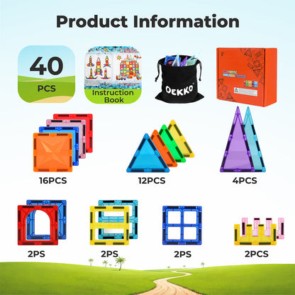 Dekko Kids Magnetic Building Blocks Magnetic Tiles Educational Construction Toy