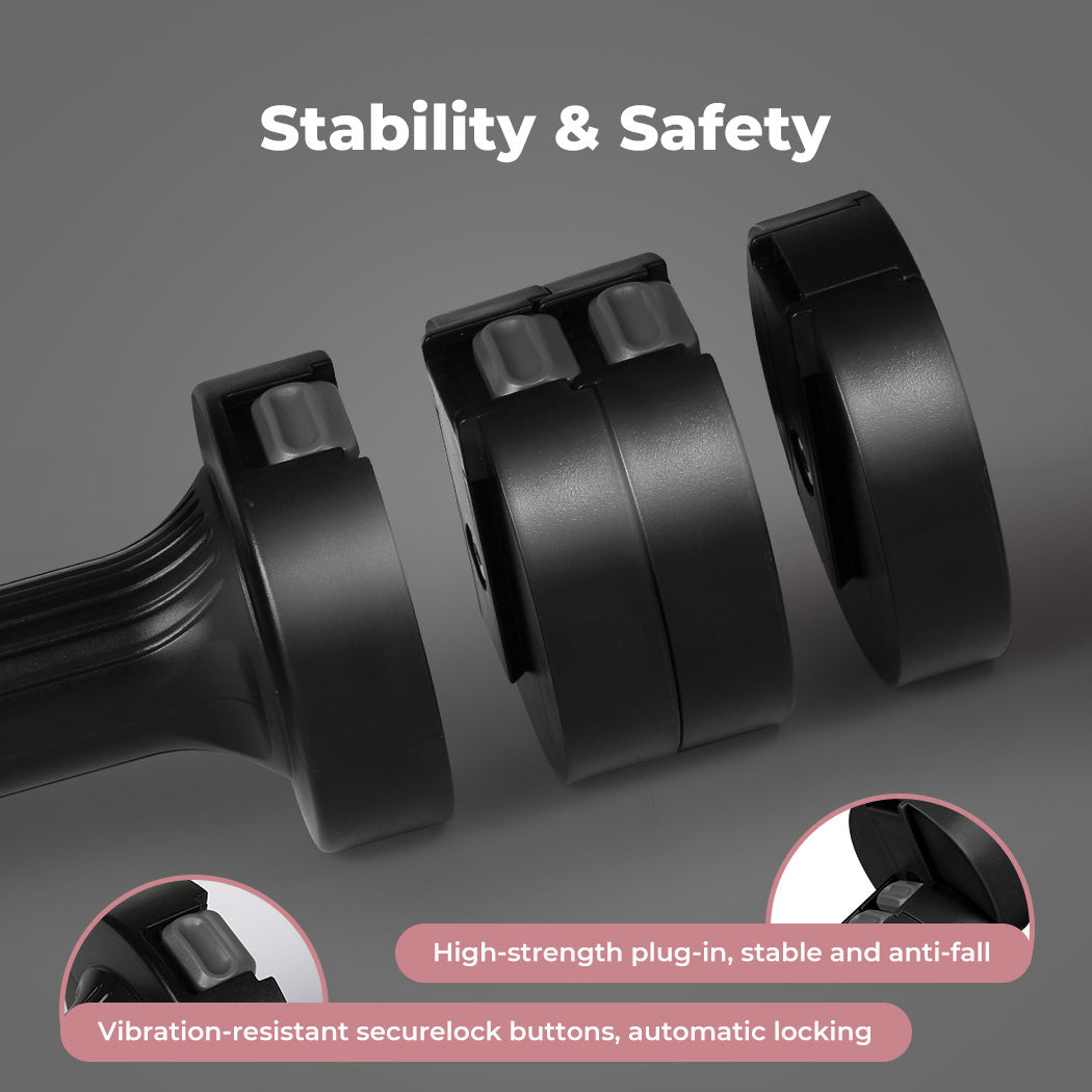 Centra Pair Adjustable Dumbbells 1-2.5kg Metal Home Gym Exercise Weight Training