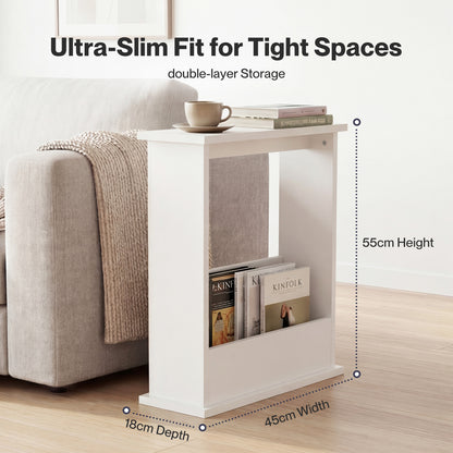 Levede Side Table with Magazine Rack Modern Slim End Table for Living Room
