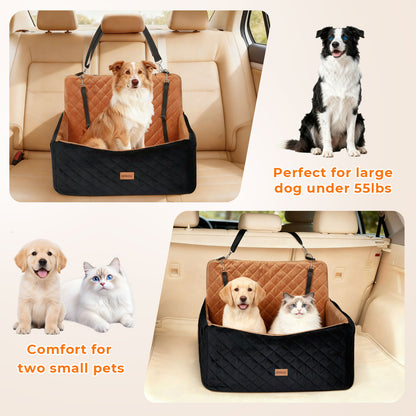 Skylos Large Dog Booster Car Seat Travel Carrier Bed Basket for 2 Small Pets