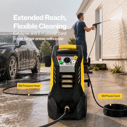 Spector Pressure Washers 2200W with Foam Bottle Patio for Car Cleaning Yellow