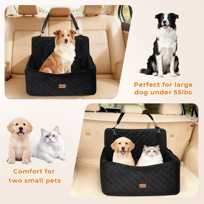 Skylos Dog Booster Car Seat Travel Carrier Bed Basket for Pet up to 55lbs Black