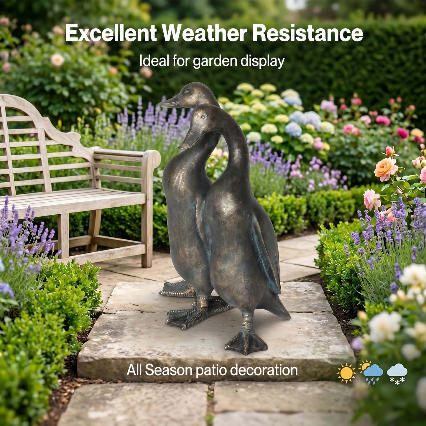 Levede  Outdoor Resin Duck Sculpture Garden Ornaments Patio Yard  Bronze color
