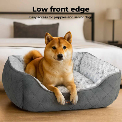 Skylos Dog Bed Large Pet Cushion for Calming Anti Anxiety Fluffy Plush Washable