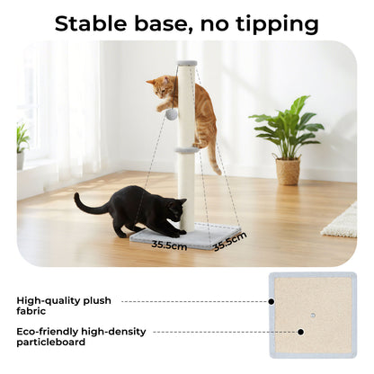 Skylos Tall Cat Scratching Post 75cm Sisal Pole Heavy Duty Base Scratcher Ball