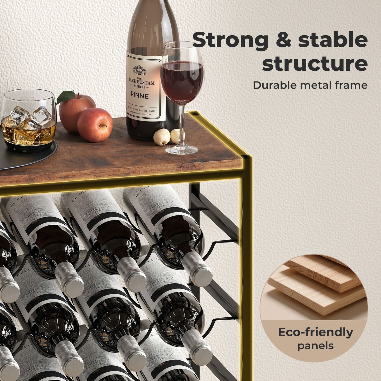 Levede Wine Rack 30 Bottles Free Standing Floor Wooden Top 6 Tiers Wine Shelves